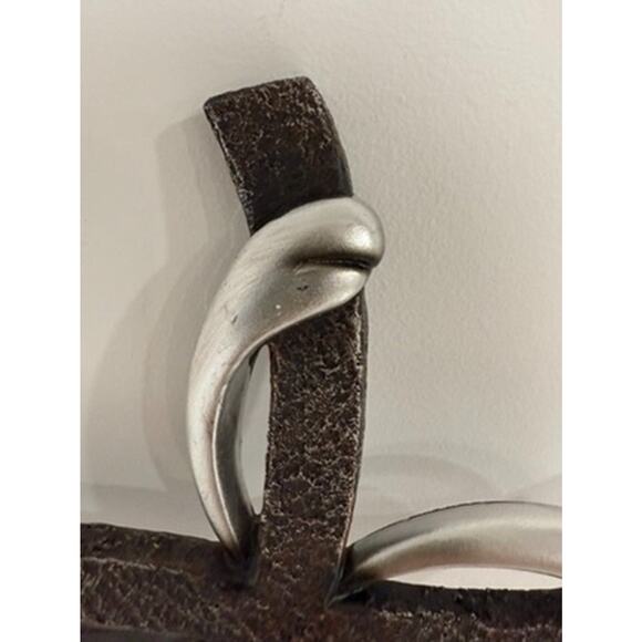 Faux Metal Wall Cross 13x9 Inch Christian Decor Brown Silver Farmhouse Style - Picture 10 of 13